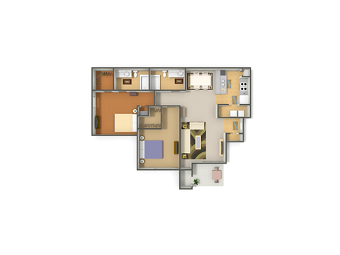 typical floor plan of a 1 bedroom apartment
